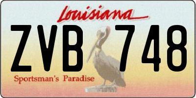 LA license plate ZVB748