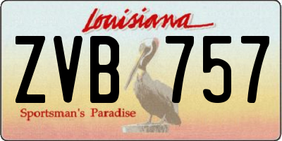 LA license plate ZVB757