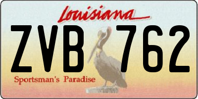 LA license plate ZVB762