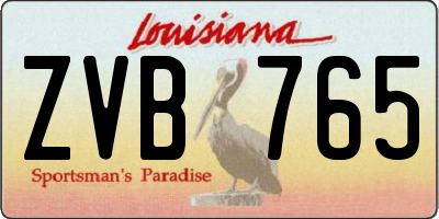 LA license plate ZVB765