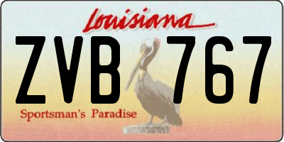 LA license plate ZVB767