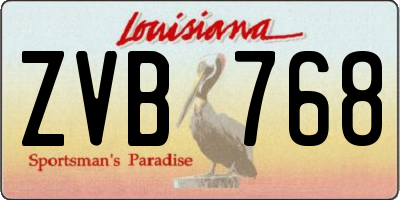 LA license plate ZVB768