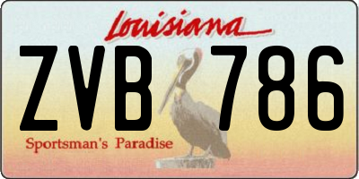 LA license plate ZVB786