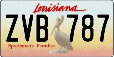 LA license plate ZVB787