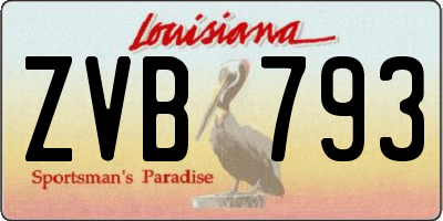 LA license plate ZVB793