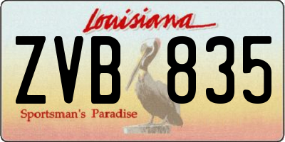 LA license plate ZVB835