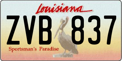 LA license plate ZVB837
