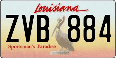 LA license plate ZVB884