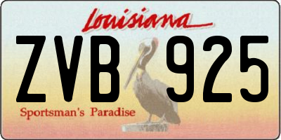 LA license plate ZVB925