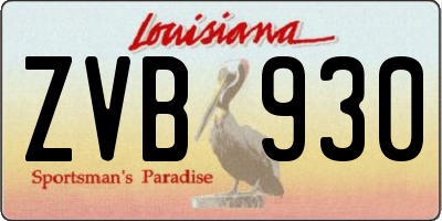 LA license plate ZVB930