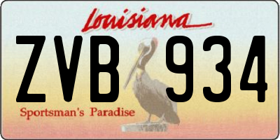 LA license plate ZVB934