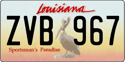 LA license plate ZVB967
