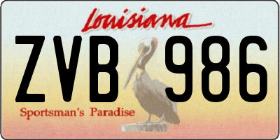 LA license plate ZVB986