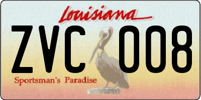 LA license plate ZVC008