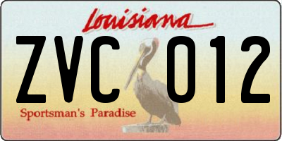 LA license plate ZVC012