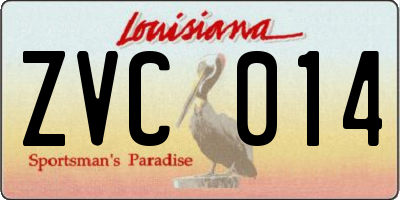 LA license plate ZVC014