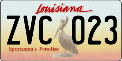 LA license plate ZVC023
