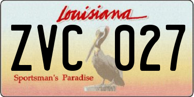 LA license plate ZVC027