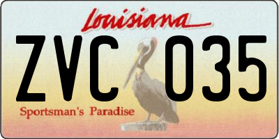 LA license plate ZVC035