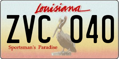 LA license plate ZVC040