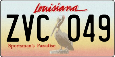 LA license plate ZVC049