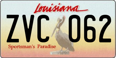 LA license plate ZVC062
