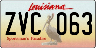 LA license plate ZVC063