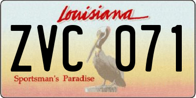 LA license plate ZVC071