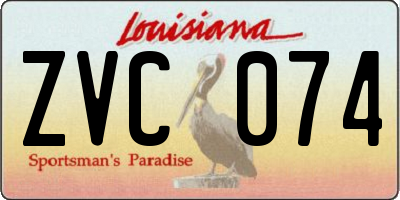 LA license plate ZVC074