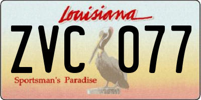 LA license plate ZVC077