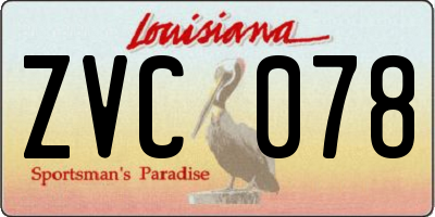 LA license plate ZVC078