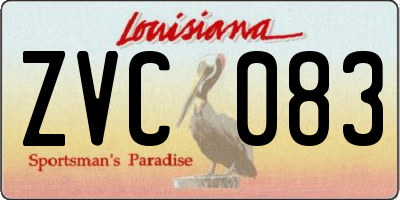LA license plate ZVC083