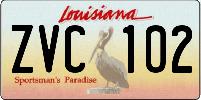 LA license plate ZVC102