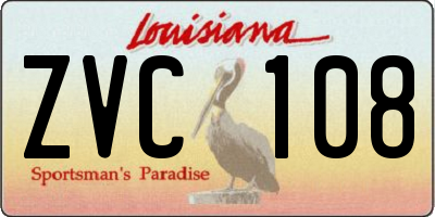 LA license plate ZVC108