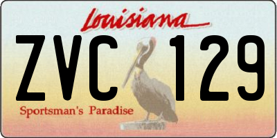 LA license plate ZVC129