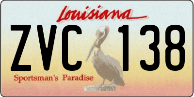 LA license plate ZVC138