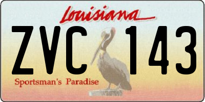 LA license plate ZVC143