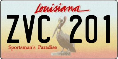 LA license plate ZVC201