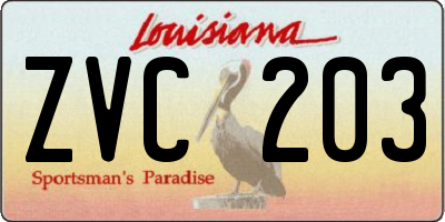 LA license plate ZVC203