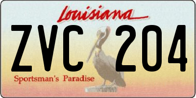 LA license plate ZVC204