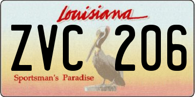LA license plate ZVC206