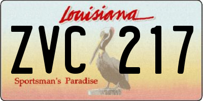 LA license plate ZVC217