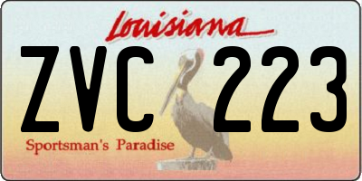 LA license plate ZVC223