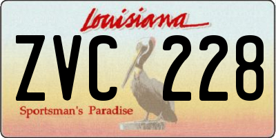 LA license plate ZVC228