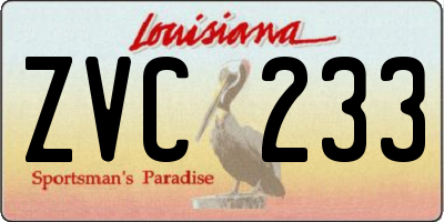 LA license plate ZVC233