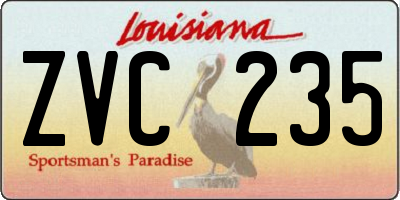 LA license plate ZVC235