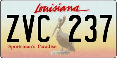 LA license plate ZVC237