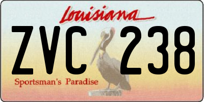 LA license plate ZVC238