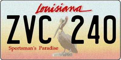 LA license plate ZVC240
