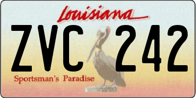 LA license plate ZVC242